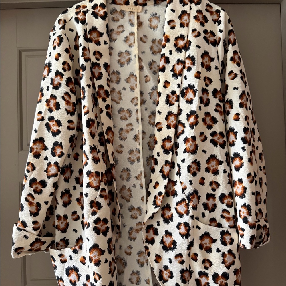 Lush Cream and Brown Patterned Cardigan